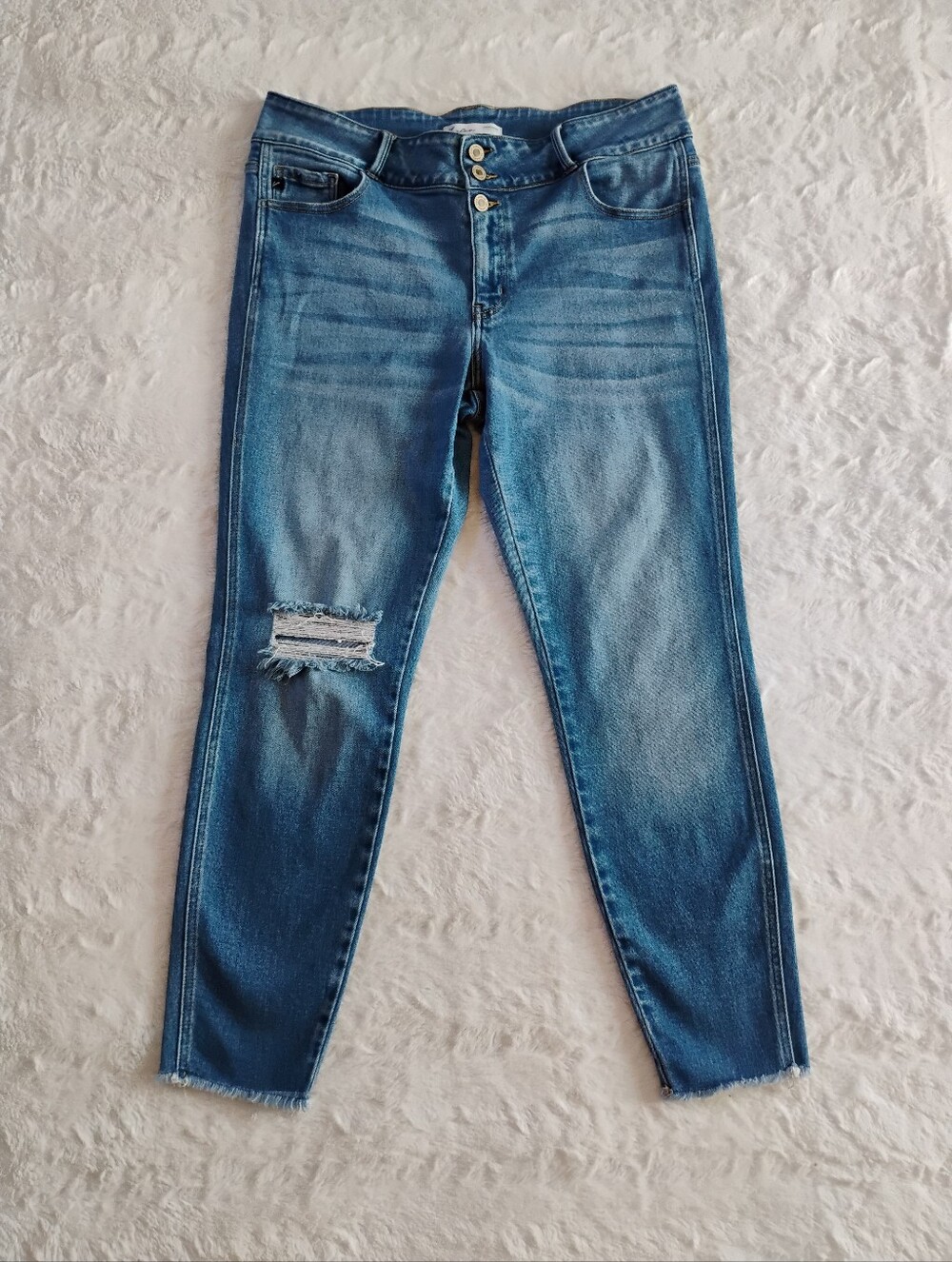 KanCan Distressed Raw Hem Skinny Ankle Jeans